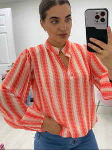 Coral Open Neck Top