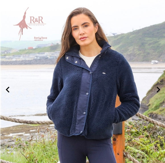 Rant & Rave -'Carol' Navy Teddy Bomber Jacket