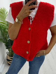 Red Knitted Gilet
