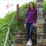 Rant & Rave -'Demelza' Navy/Cerise L/S Tee