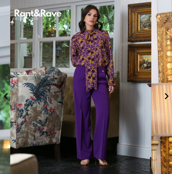 Rant & Rave -'Sally’ Purple Wide Leg Trouser