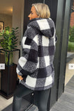 AX Paris - Black Check Pocket Detail Hooded Teddy Jacket