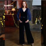 Rant & Rave -'Jasmine' Navy Velour Jumpsuit