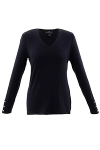 Marble - Black V Neck Top. (6402-101)