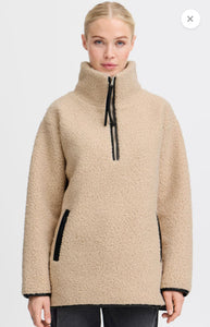 b - young - 'Bycidan' 1/2 Zip Oversized Teddy Fleece