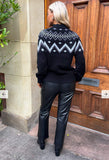 AX Paris - Black Fairisle Knitted Jumper.