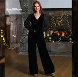 Rant & Rave -'Jasmine' Black Velour Jumpsuit