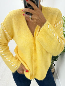 Lemon Stitch Detail Knitted Cardi