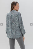 Marble - Sea Foam Animal Print Blouse (7961-223)