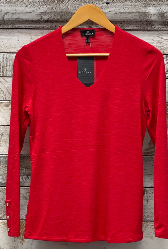 Marble - Red V Neck Top. (6402-109)