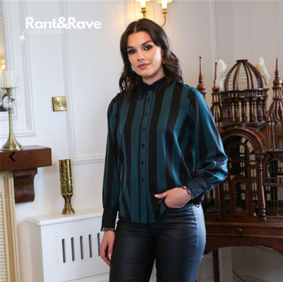 Rant & Rave -'Jill’ Green/Black Blouse