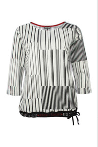 Kenny S - Off White Striped Drawstring Top